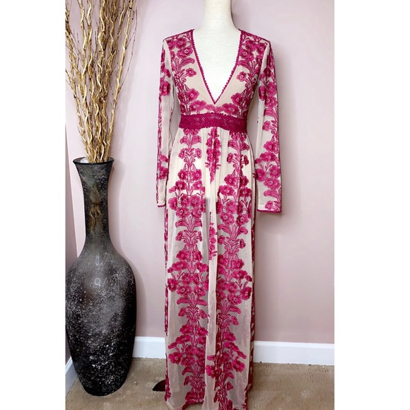 🚫SOLD🚫 For Love & Lemons ‘Temecula’  maxi dress in berry sz M - Picture 6 of 13